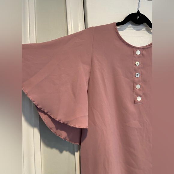 Zenana Premium Size S Dusty Pink Batwing Sleeve Pullover Blouse Pearl Buttons - Picture 2 of 13